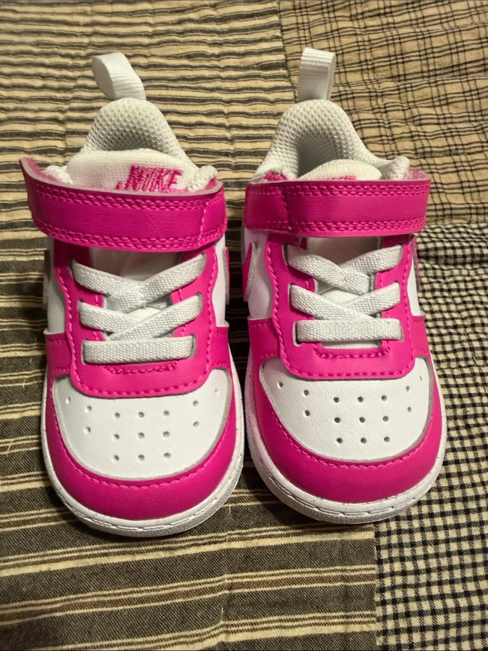 Nike Toddler White and Bright Pink Velcro Sneakers